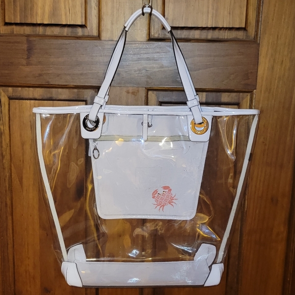 Coach Pool Beach Tote Clutch Clear Vinyl Purse Set Beach Tote, Clear